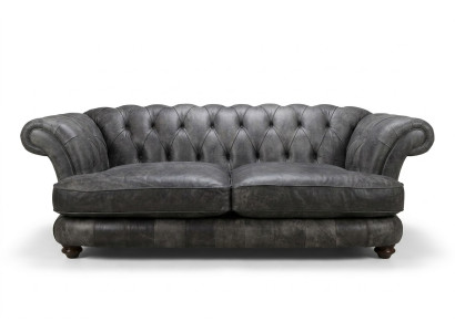 Canapé Chesterfield Big Xxl % Cuir Noir 3 Places Style Vintage