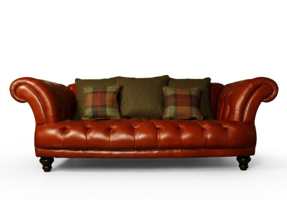 Canapé Chesterfield en cuir marron avec tissu de rembourrage suite de canapés 3 places neuf