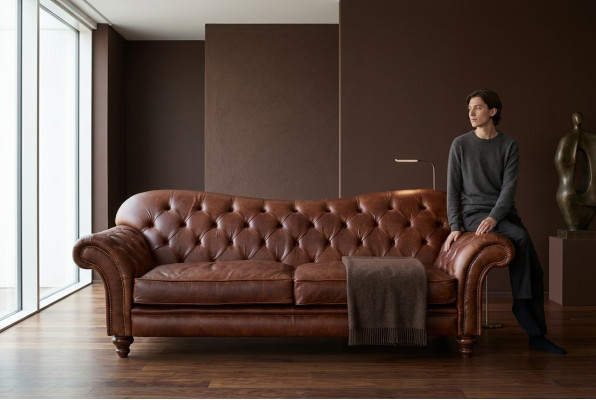 Canapé de salon Chesterfield de luxe Marron Canapé Siège Tissu Canapés neufs