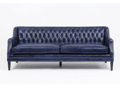 Canapé Chesterfield bleu en tissu d'ameublement en cuir Canapé Suite 4 places neuf