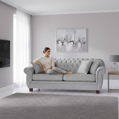 Canapé canapé Chesterfield Tissu d'ameublement Canapés Ensemble de tapisserie 3 places