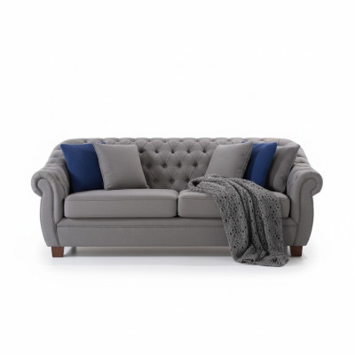 Tissu d'ameublement Chesterfield pour le salon trois places. Design textile.