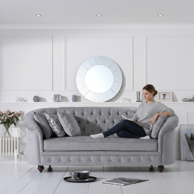 Canapé Chesterfield Canapé Tissu en cuir suédois Canapés Suite Capitonné 3 places