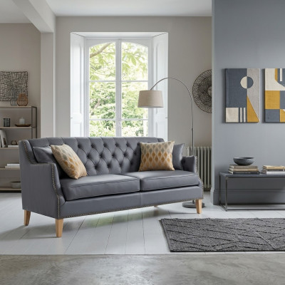 Canapé Chesterfield gris de bureau, sofa de réception, canapés en cuir et textile, neuf jvmoebel ®