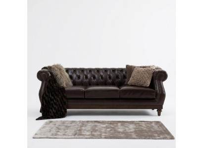Canapé de salon de luxe Chesterfield designer marron 3 places