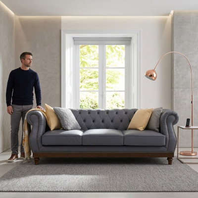 Chesterfield Canapé Canapé Tapisserie Canapés en Cuir Tissu Tapisserie Suite