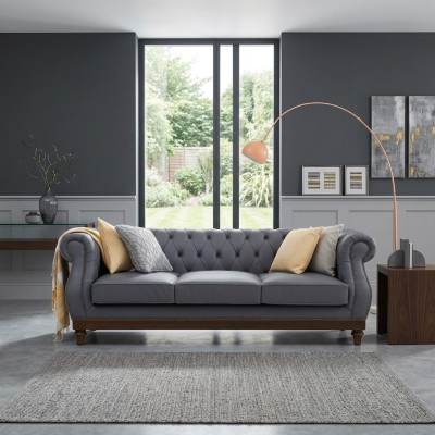 Chesterfield Canapé Canapé Tapisserie Canapés en Cuir Tissu Tapisserie Suite