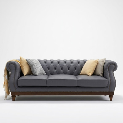 Chesterfield Canapé Canapé Tapisserie Canapés en Cuir Tissu Tapisserie Suite