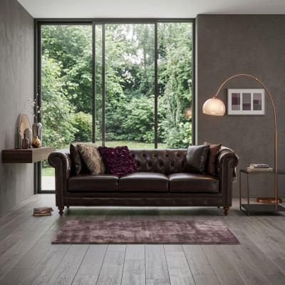 Canapé Chesterfield Tissu d'ameublement en cuir Canapés Suite d'ameublement 3 places