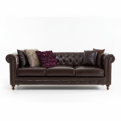 Canapé Chesterfield Tissu d'ameublement en cuir Canapés Suite d'ameublement 3 places
