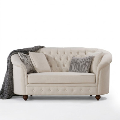 Canapé en tissu classique - canapé Chesterfield beige en tissu 2 places Neuf jvmoebel ®