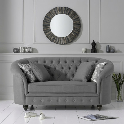 Canapé en textile classique - Canapé 2 places en tissu gris Chesterfield neuf jvmoebel ®