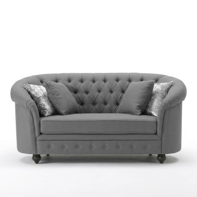 Canapé en textile classique - Canapé 2 places en tissu gris Chesterfield neuf jvmoebel ®
