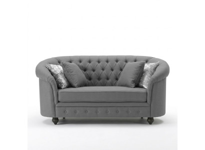 Canapé en textile classique - Canapé 2 places en tissu gris Chesterfield neuf jvmoebel ®