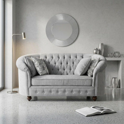 jvmoebel ® - Canapé de style campagnard - Canapé en tissu Chesterfield gris neuf