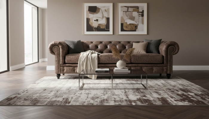 Mens Club Chesterfield Sofa Couch Leather Upholstery Three Seater Brown NEW  Club masculin Chesterfield canapé en cuir Trois places Brun NEUF
