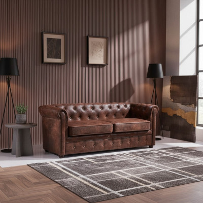 Canapé Chesterfield luxueux en cuir synthétique pour le salon