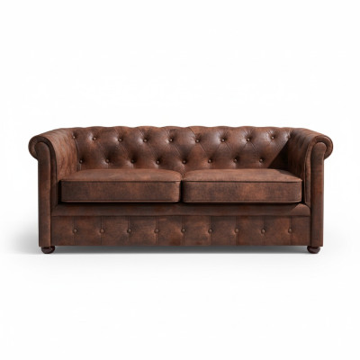 Canapé Chesterfield luxueux en cuir synthétique pour le salon