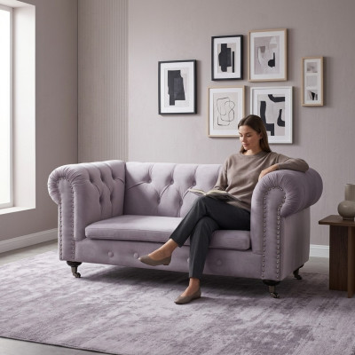 Chesterfield 2 places Classique Luxe Baroque Rococo Canapé en tissu et cuir