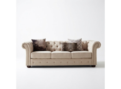 Mobilier de style maison de campagne - Ensemble de 3+2 sièges en tissu pour canapé Chesterfield