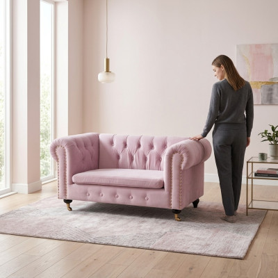 jvmoebel ® Canapé en cuir - Design canapé d'ameublement trois places ensemble Rose Nouveau