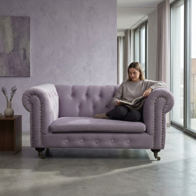 Chesterfield 2 places canapé baroque rococo classique de luxe en tissu et cuir