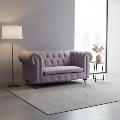 Chesterfield 2 places canapé baroque rococo classique de luxe en tissu et cuir