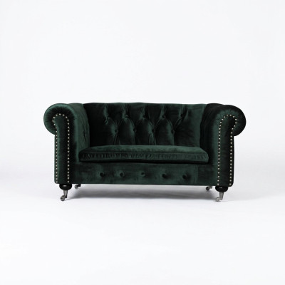 Chesterfield 2 places classique de luxe baroque rococo canapé en tissu cuir neuf
