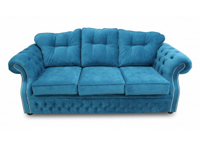 Tissu d'ameublement Chesterfield en bleu pour trois places de canapé design de salon