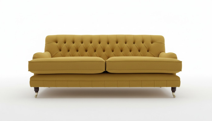 Tissu d'ameublement Chesterfield jaune Trois places Design de canapé de salon