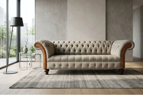 Chesterfield 3 places Classique Luxe Baroque Rococo Canapé Sofa Tissu Canapé