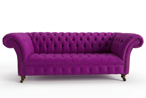 Chesterfield 3 places Classique Luxe Sofa Canapé en tissu violet rose rose