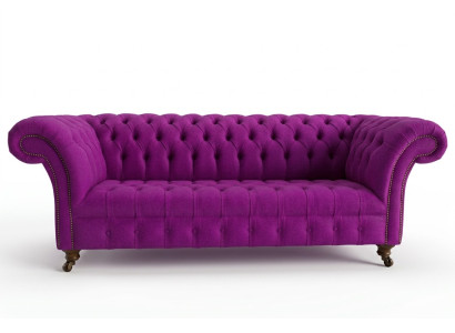 Chesterfield 3 places Classique Luxe Sofa Canapé en tissu violet rose rose