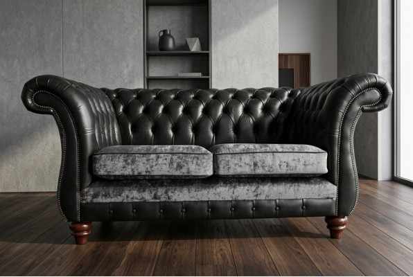 Chesterfield 2 places Classique Luxe Baroque Rococo Canapé Sofa en cuir Nouveau