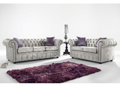 Ensemble de canapés Chesterfield 3+2 places Canapé classique baroque rococo Tissu Cuir