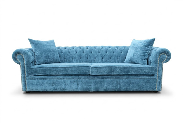 Sofa classique pour salon - Canapé Chesterfield en tissu bleu 3 places jvmoebel ®