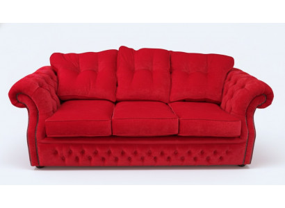 Tissu d'ameublement en Chesterfield rouge Trois places Design de canapé de salon