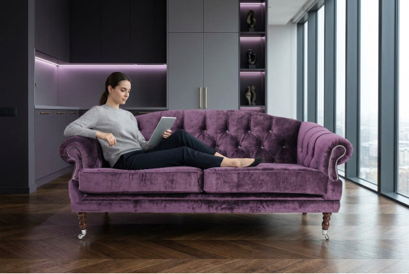 Canapé baroque rococo en velours textile Chesterfield - canapés design