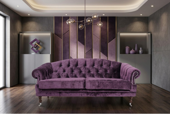 Canapé baroque rococo en velours textile Chesterfield - canapés design
