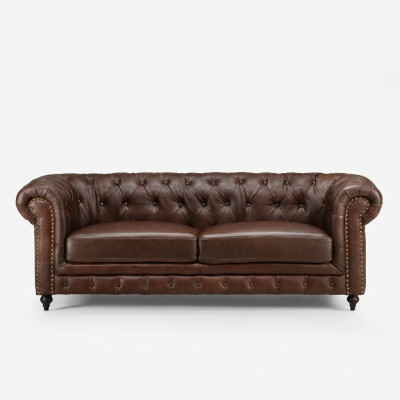 Canapé Chesterfield 3 places classique de luxe baroque rococo en tissu cuir neuf.