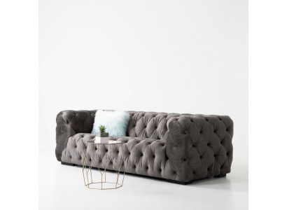 Canapé 3 places Chesterfield gris rembourré de style meublé