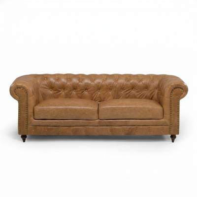 Chesterfield 3 places canapés classique de luxe baroque rococo en textile et cuir.
