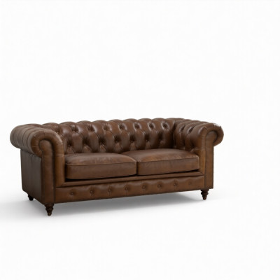 jvmoebel ® Canapé en cuir - Canapé design deux places en cuir marron