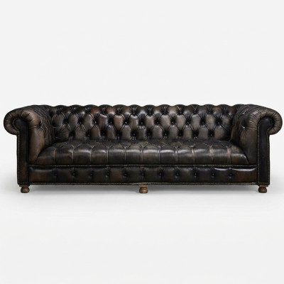 Canapé Chesterfield classique noir Anglais Salons de style anglais