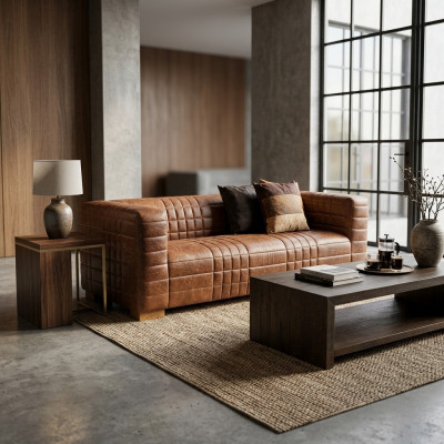 Chesterfield 3 places canapé de luxe texturé textile cuir canapé designer neuf
