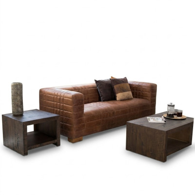 Chesterfield 3 places canapé de luxe texturé textile cuir canapé designer neuf