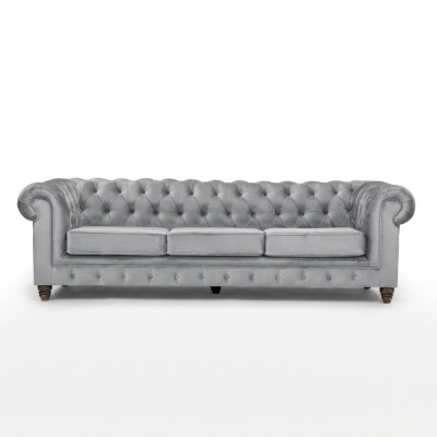 Chesterfield 5 places canapé classique de luxe en tissu en cuir Canapés en argent