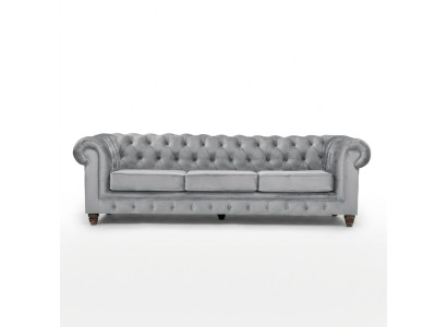 Chesterfield 5 places canapé classique de luxe en tissu en cuir Canapés en argent