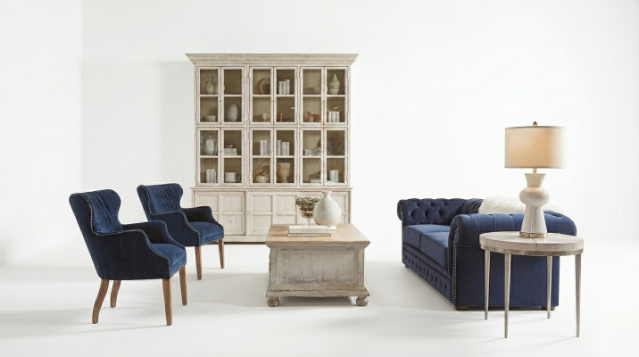Canapé classique pour salon - Canapé en tissu Chesterfield bleu 3 places jvmoebel ®
