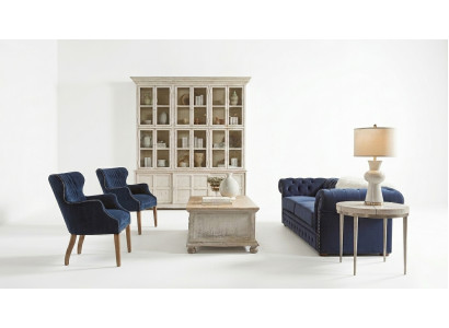 Canapé classique pour salon - Canapé en tissu Chesterfield bleu 3 places jvmoebel ®